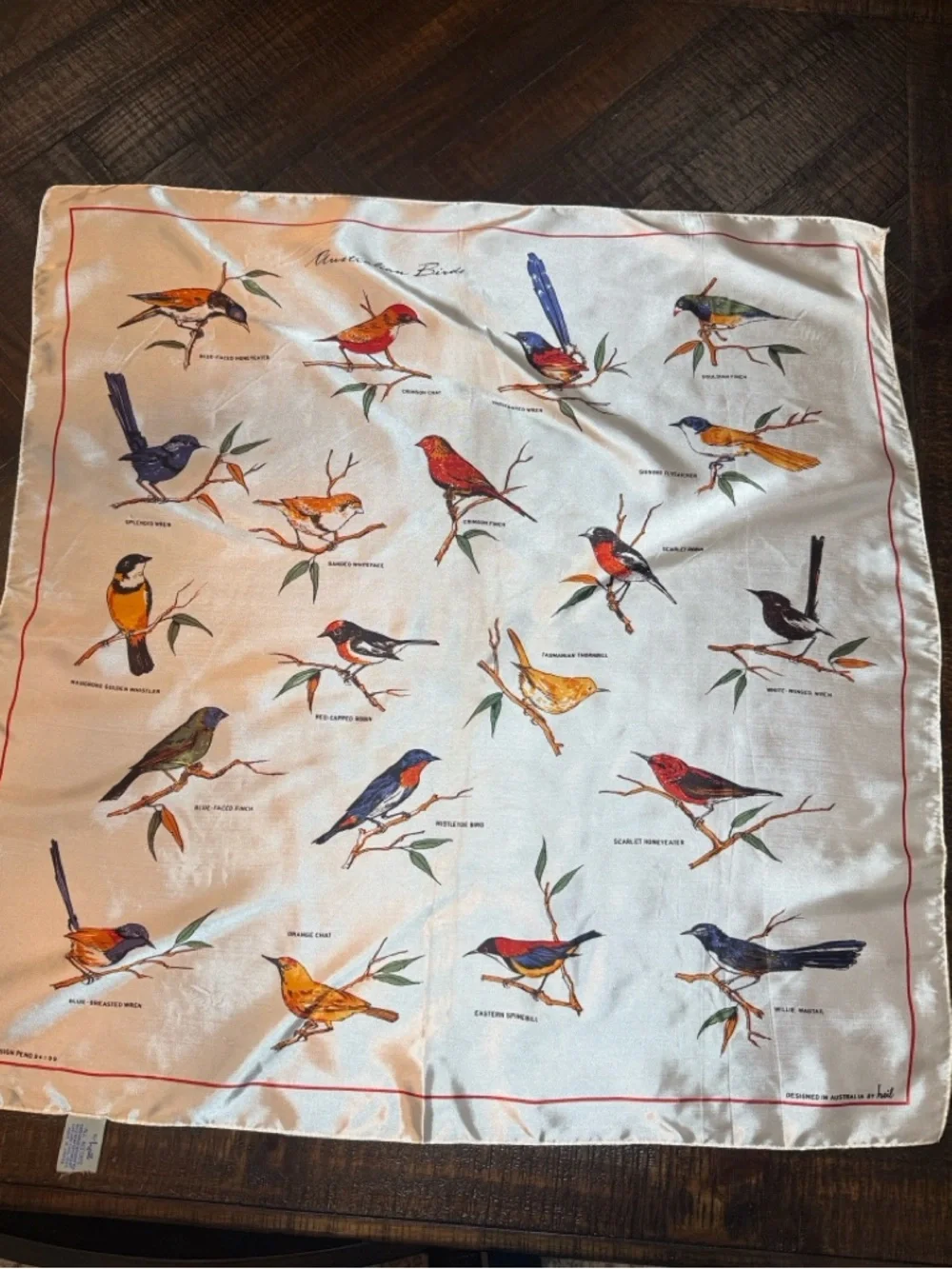 Vintage Heil Australian Birds‎ Scarf Novelty Print Japan